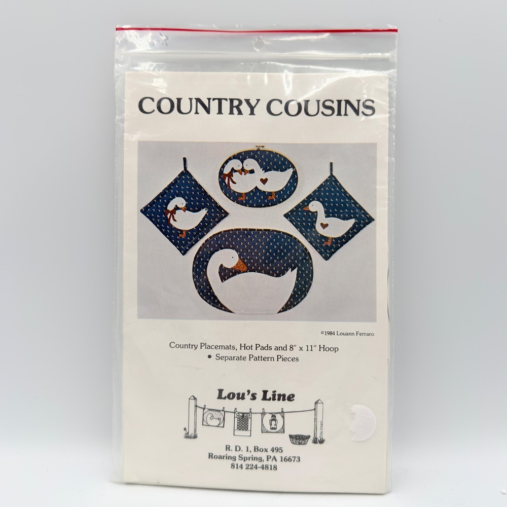 Vintage Lou's Line Country Cousins Goose Appliqué Pattern 1984 Kitchen Decor DIY